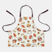 かわいい森林動物とマッシュルームのパターン エプロン (正面)
