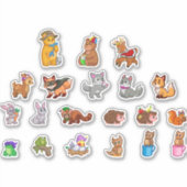 かわいい森林動物のセット シール (正面)