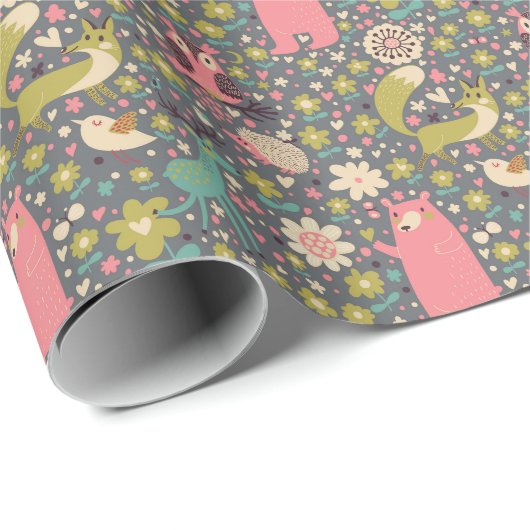 かわいい森林動物のパターン ラッピングペーパー (ロールコーナー)