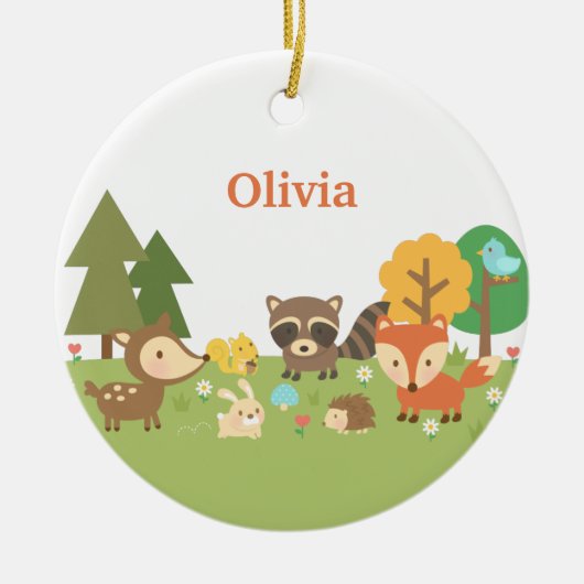かわいい森林動物の子ども用トイレ セラミックオーナメント (正面)