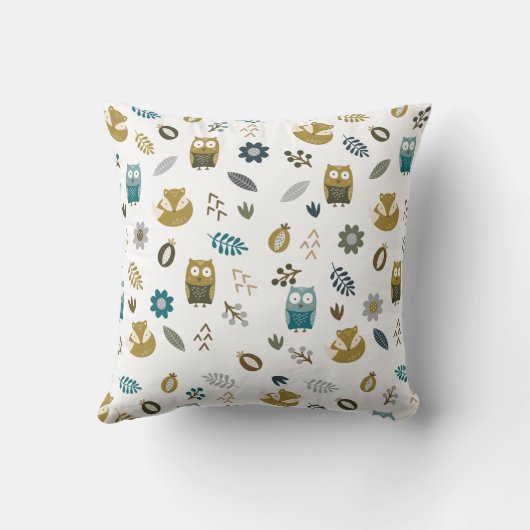 かわいい森林動物の男の赤ちゃんの発表の枕 クッション (裏面)