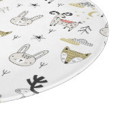 かわいい森林動物の落書きパターン カッティングボード (角)