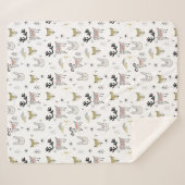 かわいい森林動物の落書きパターン シェルパブランケット (正面(横))