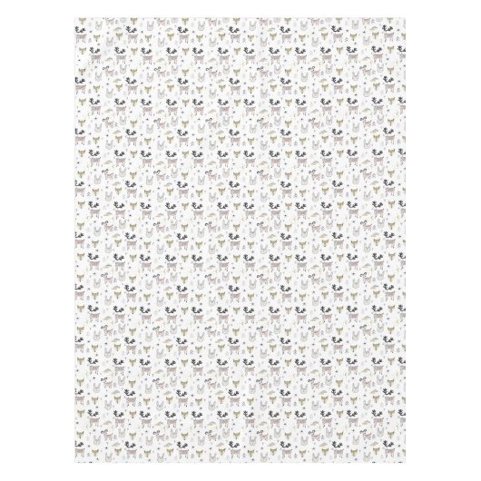 かわいい森林動物の落書きパターン テーブルクロス (正面)