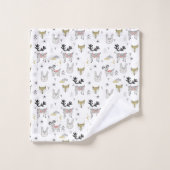 かわいい森林動物の落書きパターン バスタオルセット (ウォッシュタオル)