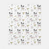 かわいい森林動物の落書きパターン フリースブランケット (正面)