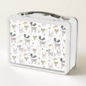 かわいい森林動物の落書きパターン メタルランチボックス (裏面)