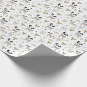 かわいい森林動物の落書きパターン ラッピングペーパー (角)