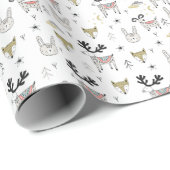 かわいい森林動物の落書きパターン ラッピングペーパー (ロールコーナー)