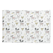 かわいい森林動物の落書きパターン 枕カバー (裏面-左)