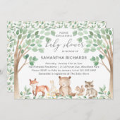 かわいい森林動物の赤ちゃん男女兼用シャワー 招待状 (正面/裏面)