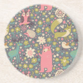 かわいい森林動物パターン コースター (正面)