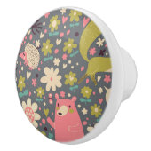 かわいい森林動物パターン セラミックノブ (右)