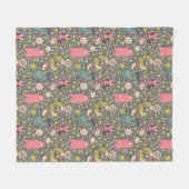 かわいい森林動物パターン フリースブランケット (正面(横))