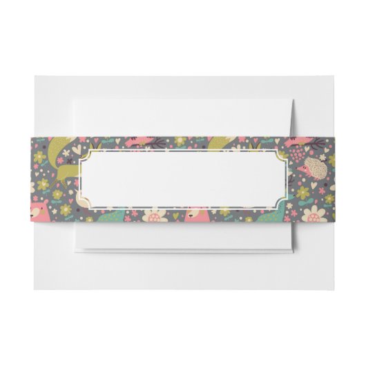 かわいい森林動物パターン 招待状ベリーバンド (正面例)