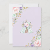 かわいい森林動物ピンクミント金ゴールドフローラ サンキューカード (裏面)