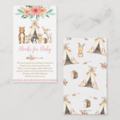 かわいい森林動物フローラが本を持ってベビー エンクロージャーカード (正面/裏面)