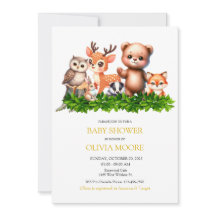 かわいい森林動物ベビーシャワー招待状