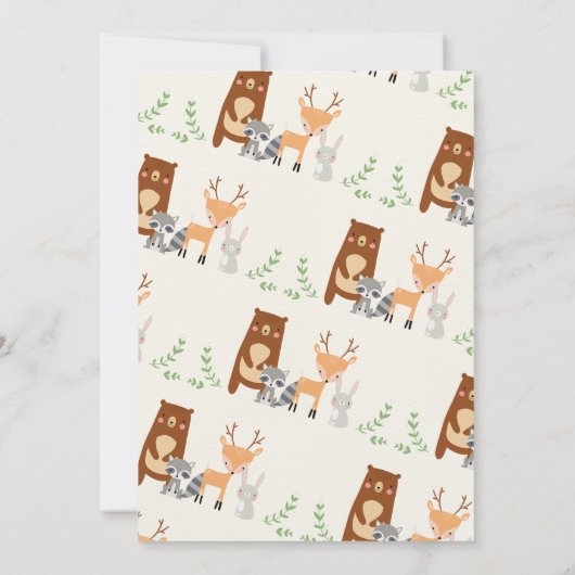 かわいい森林動物ベビーシャワー招待状 招待状 (裏面)
