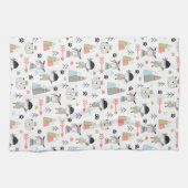 かわいい森林動物及びインドの男の子パターン キッチンタオル (横)