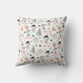 かわいい森林動物及びインドの男の子パターン クッション (裏面)