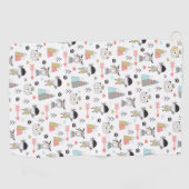 かわいい森林動物及びインドの男の子パターン ゴルフタオル (横)