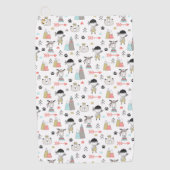 かわいい森林動物及びインドの男の子パターン ゴルフタオル (正面)