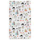 かわいい森林動物及びインドの男の子パターン スモールペーパーバッグ (裏面)