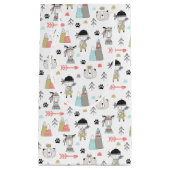 かわいい森林動物及びインドの男の子パターン スモールペーパーバッグ (正面)