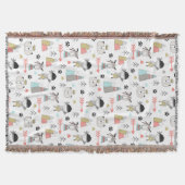 かわいい森林動物及びインドの男の子パターン スローブランケット (正面)