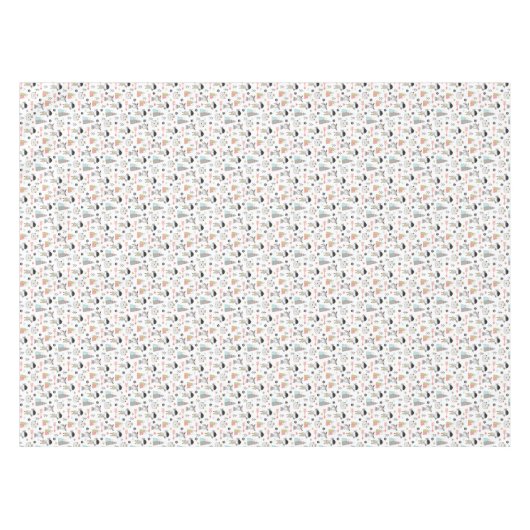 かわいい森林動物及びインドの男の子パターン テーブルクロス (正面(横))