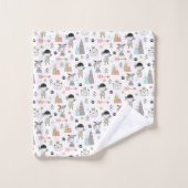 かわいい森林動物及びインドの男の子パターン バスタオルセット (ウォッシュタオル)