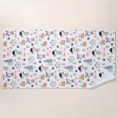 かわいい森林動物及びインドの男の子パターン ビーチタオル (正面)