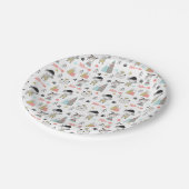 かわいい森林動物及びインドの男の子パターン ペーパープレート (アングル)