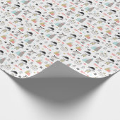 かわいい森林動物及びインドの男の子パターン ラッピングペーパー (角)