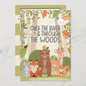 かわいい森林動物自然林誕生パーティー 招待状 (正面/裏面)