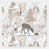 かわいい森林動物 スクエアシール (正面)