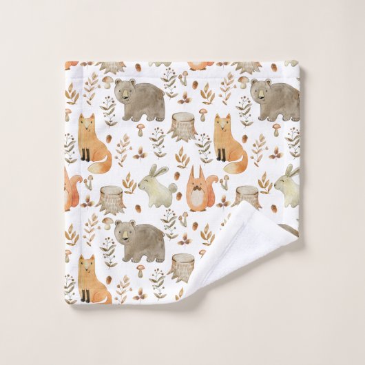 かわいい森林動物 バスタオルセット (ウォッシュタオル)