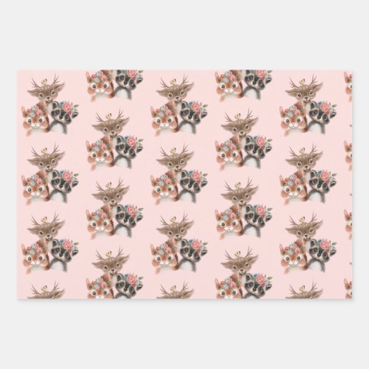 かわいい森林動物 ラッピングペーパーシート (正面3)