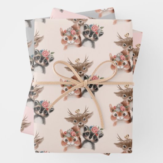 かわいい森林動物 ラッピングペーパーシート (インサイチュ)