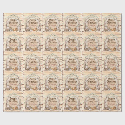 かわいい森林動物 ラッピングペーパー (フラット)