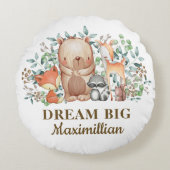 かわいい森林動物/夢の大きい男の赤ちゃんの子供部屋 ラウンドクッション (正面)