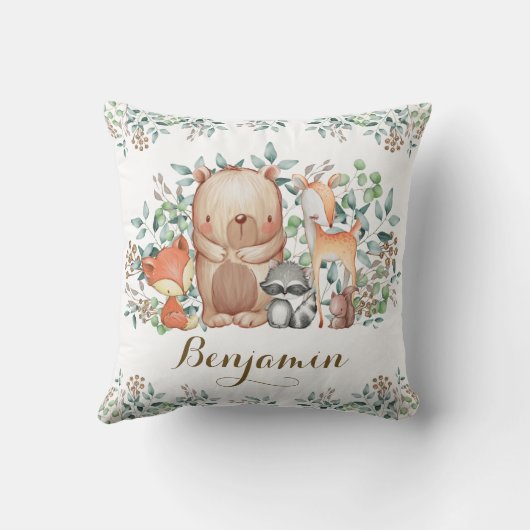 かわいい森林動物/植物の森林子供部屋 クッション (裏面)