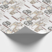 かわいい森林森林ベビー動物のアライグマキツネのシカ ラッピングペーパー (角)