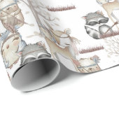 かわいい森林森林ベビー動物のアライグマキツネのシカ ラッピングペーパー (ロールコーナー)