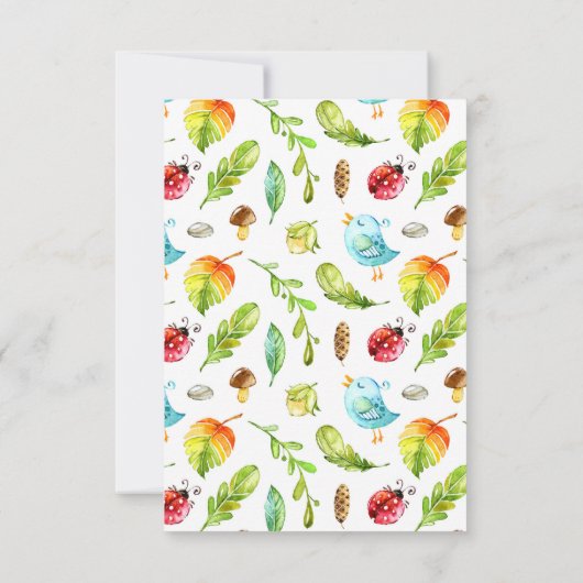 かわいい森林森林創造物の水彩画の誕生日 サンキューカード (裏面)