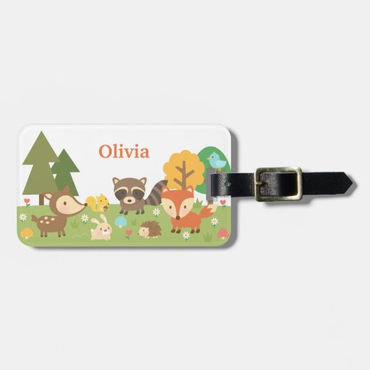 かわいい森林森林動物および創造物 ラゲッジタグ (正面横)