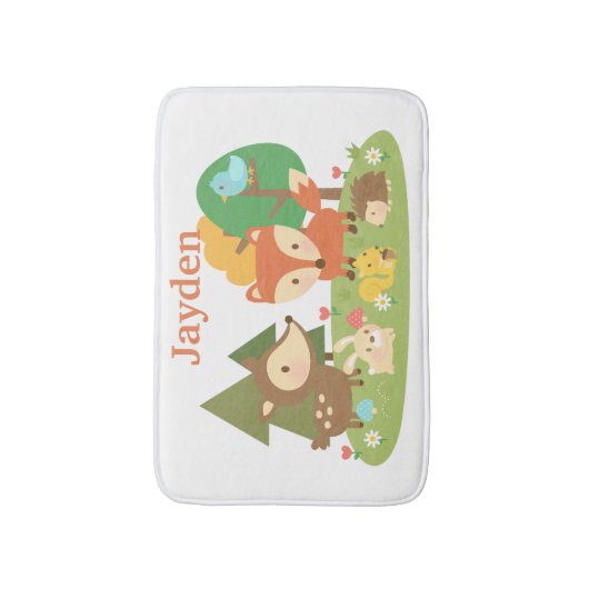 かわいい森林森林動物は部屋の装飾をからかいます バスマット (正面縦)