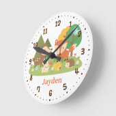 かわいい森林森林動物は部屋の装飾をからかいます ラウンド壁時計 (傾斜)