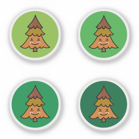 かわいい森林樹ステッカー秋の色 シール (正面)